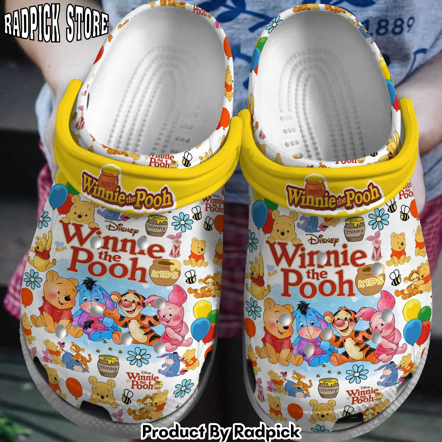 Radpick winnie the pooth movie crocss crocband clogs shoes comfortable for men women and kids footwearelite exclusive onb rp652103